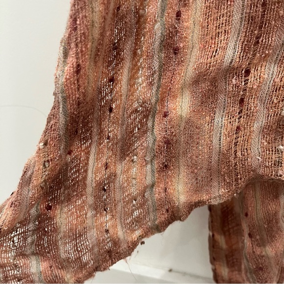 Free People Bronze Tie Dye Shimmer Crochet Kimono Maxi Kaftan Duster Coverup - Picture 15 of 16